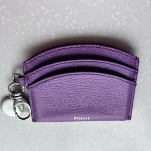 Fossil Lavender Leather Key & Card Holder